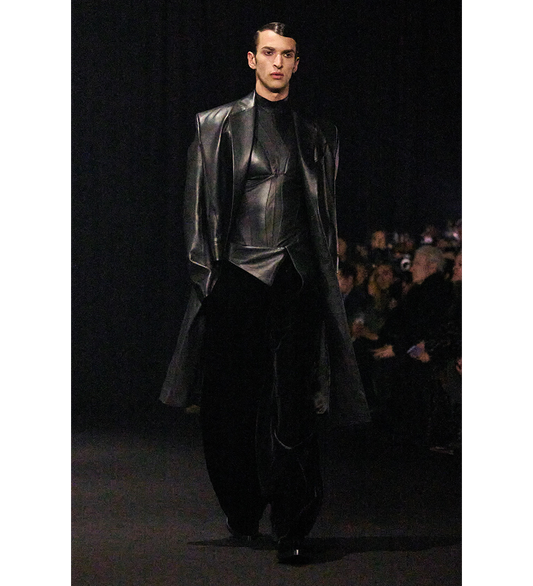 SINGLE-BREASTED LEATHER COAT BLACK