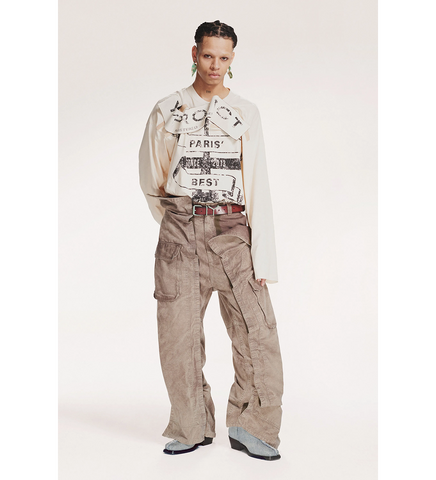 VELCRO CARGO PANTS WASHED KHAKI