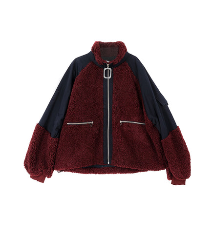 COLOUR BLOCK TRACK TOP BURGUNDY/NAVY