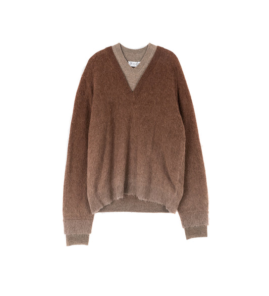 V-NECK GRADIENT JUMPER CHOCOLATE BROWN