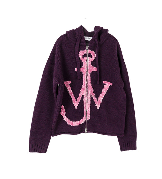 ZIP THROUGH ANCHOR HOODIE PLUM