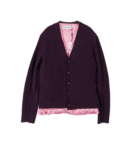 SATIN LINED CARDIGAN PLUM