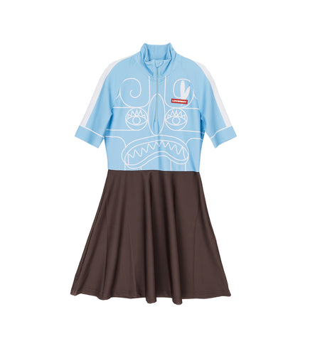 CYCLING DRESS BLUE/BROWN