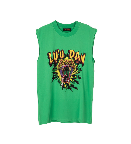 SLEEVELESS TEE LIZARD GREEN