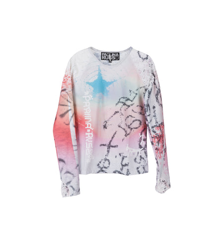 PRINTED LONGSLEEVE TOP RAINBOW