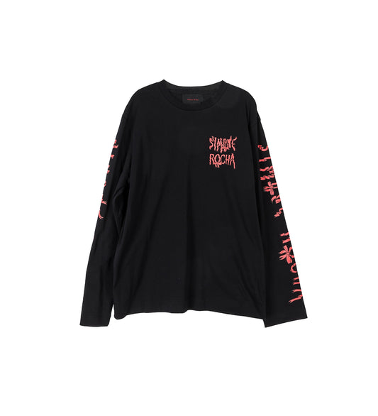 LONG SLEEVE T-SHIRT W/ RIBBON LOGO PRINT BLACK/RED