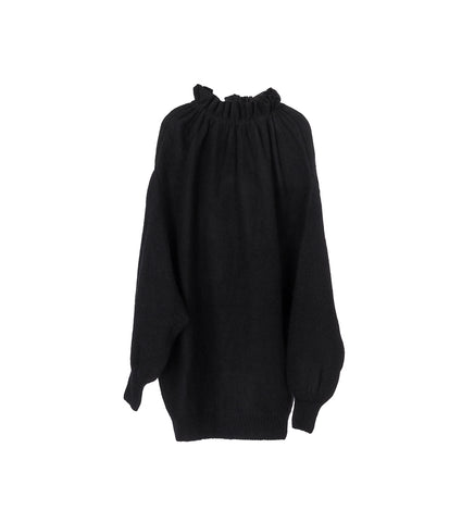 OVERSIZED GATHERED PLEATED NECK JUMPER BLACK