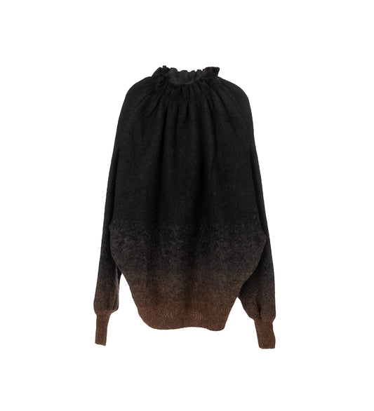 OVERSIZED GATHERED PLEATED NECK JUMPER CHOCOLATE OMBRE