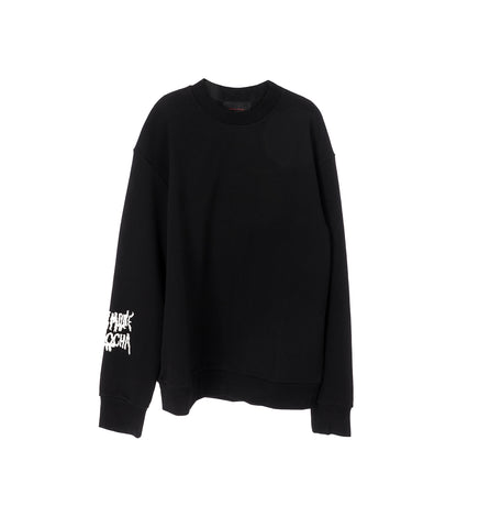 SWEATSHIRT W/ RIBBON LOGO PRINT BLACK/WHITE