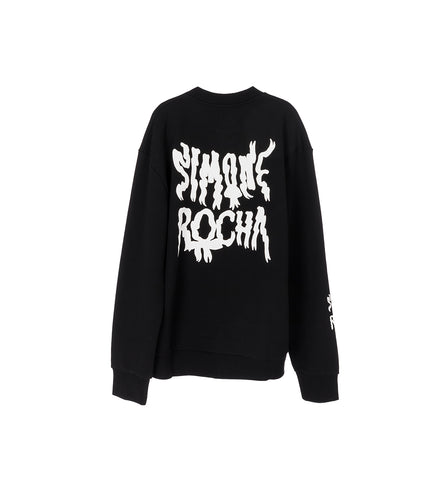 SWEATSHIRT W/ RIBBON LOGO PRINT BLACK/WHITE