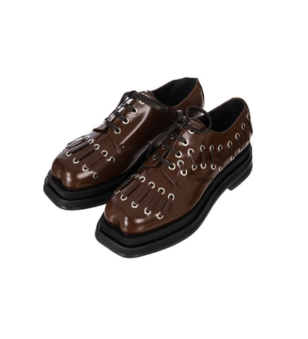 MEN HEART TOE PLATFORM LACE UP GROMMET BROGUE BROWN