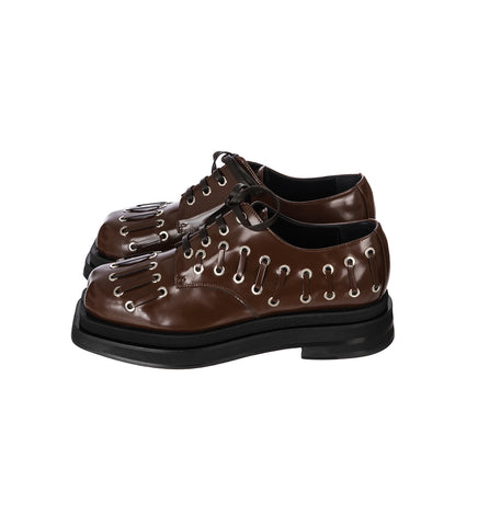 MEN HEART TOE PLATFORM LACE UP GROMMET BROGUE BROWN