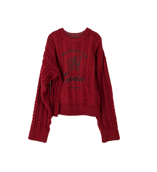 CREWNECK SWEATER WITH PRINT RED