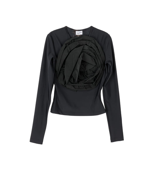 LONGSLEEVE ROSE TOP BLACK