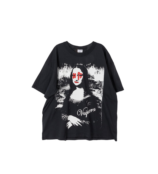 MONA LISA W/DIAMONDS OVERSIZED T-SHIRT FADED BLACK