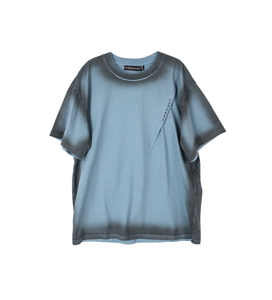 SPRAY PRINTED PINCHD LOGO T-SHIRT BLUE/GREY