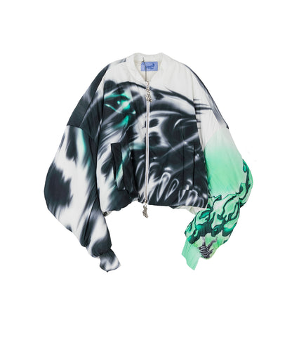 BOMBER JACKET WHITE/BLACK/GREEN