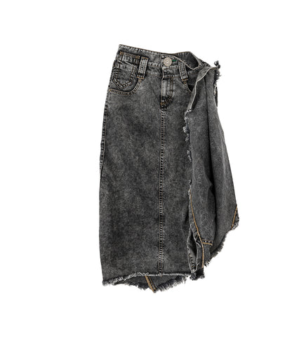 LONG DENIM SKIRT WASHED BLACK