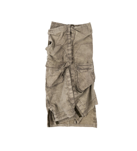 VELCRO CARGO LONG SKIRT WASHED KHAKI