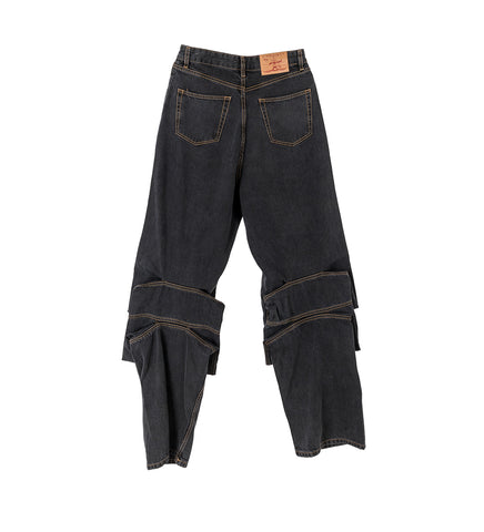 EVERGREEN DRAPED CUFF JEANS VINTAGE BLACK