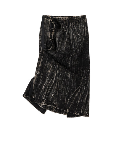 VELCRO DENIM SKIRT BLACK VERTICAL WHISKERS