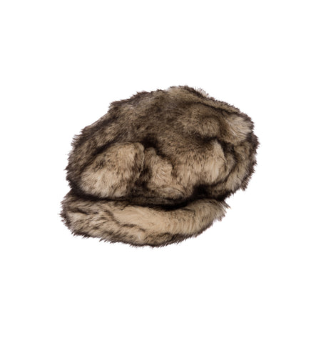 NEWSBOY HAT WOLF FUR VERSION BEIGE BROWN