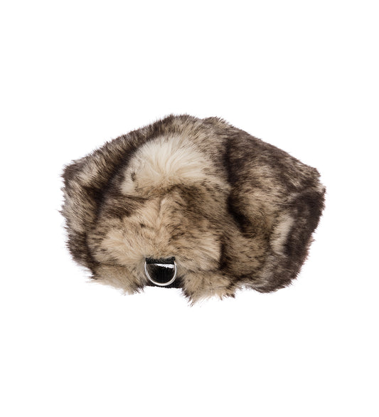 NEWSBOY HAT WOLF FUR VERSION BEIGE BROWN