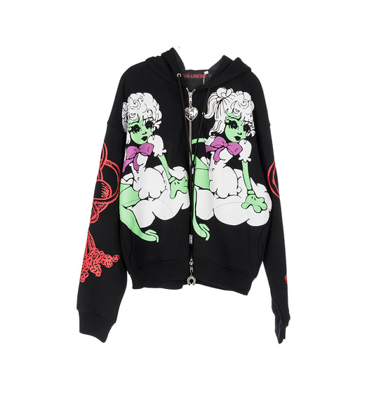 CLOUD 9 ALIEN GIRL ZIP HOODIE BLAK