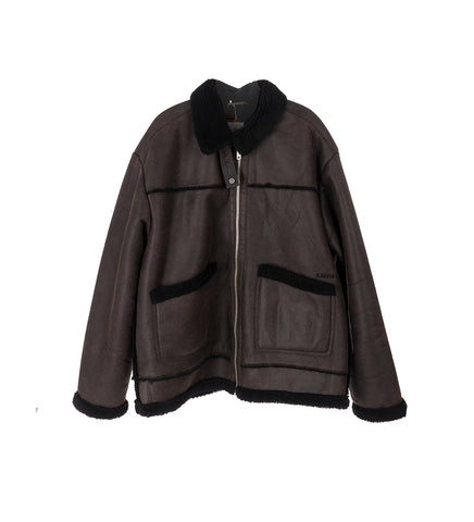 FAUX SHEARLING COAT BROWN