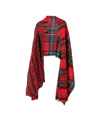 MOHAIR SKIRT SCARF RED CHECK