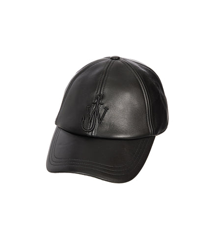 LEATHER BASEBALL CAP BLACK