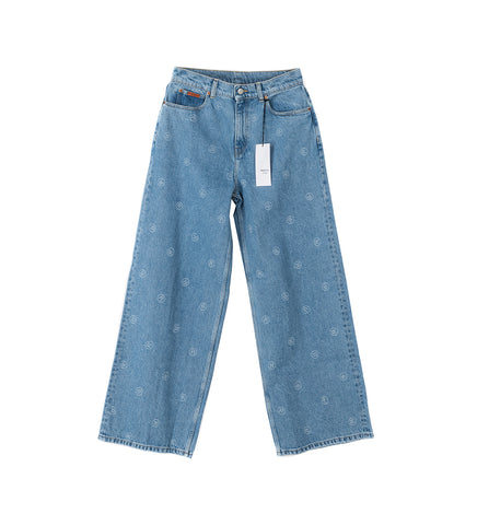 EXTENDED WIDE LEG JEAN BLUE R ALL OVER