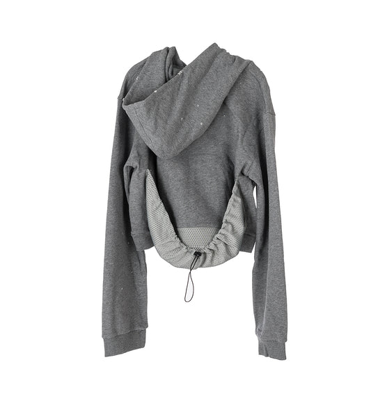 CAMPING CROPPED POUCH HOODIE GREY