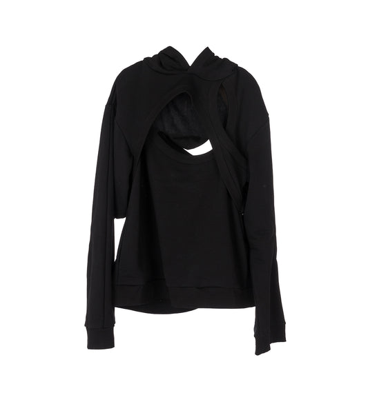 CUT OUT HOODIE BLACK