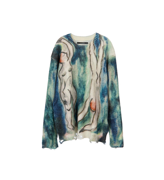 OVERSIZED PRINT SWEATER ACQUA