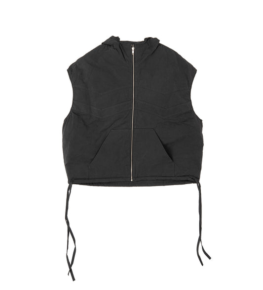 PADDED HOODED VEST DARK GREY