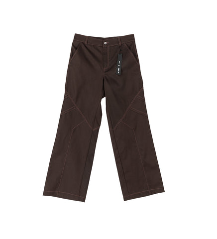 PLEATED STRAIGHT TROUSERS BROWN