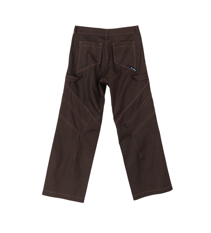 PLEATED STRAIGHT TROUSERS BROWN