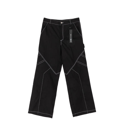 PLEATED STRAIGHT TROUSERS BLACK