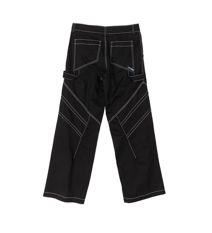 PLEATED STRAIGHT TROUSERS BLACK