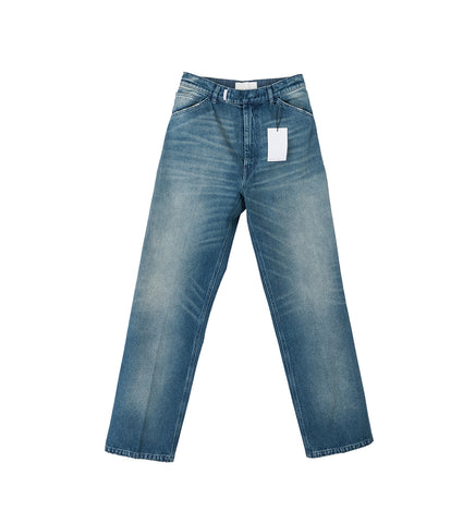 WASHED DENIM PANTS BLUE