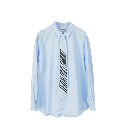 LONGSLEEVE SHIRT WITH PRINTED TIE BLUE/BLACK