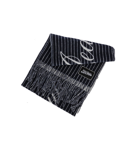 PINSTRIPES WOOL SCARF NAVY/WHITE