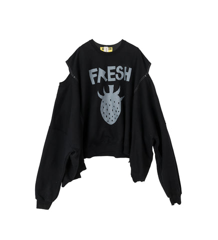 FRESH WHATEVERWORKS CUT OUT CREWNECK BLACK