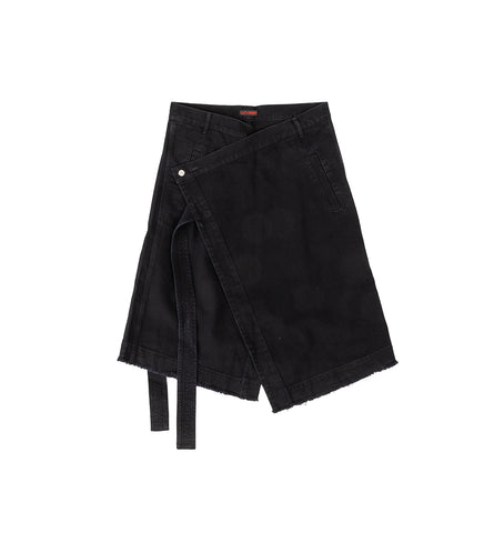 APRON SKIRT BLACK RINSE