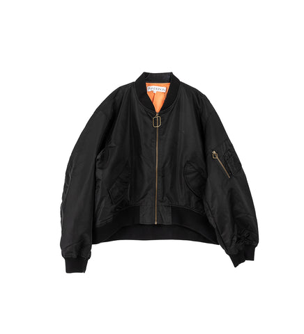 CURVED HEM BOMBER JACKET BLACK