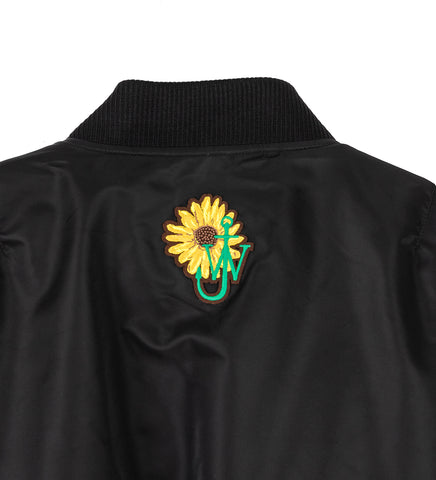 CURVED HEM BOMBER JACKET BLACK