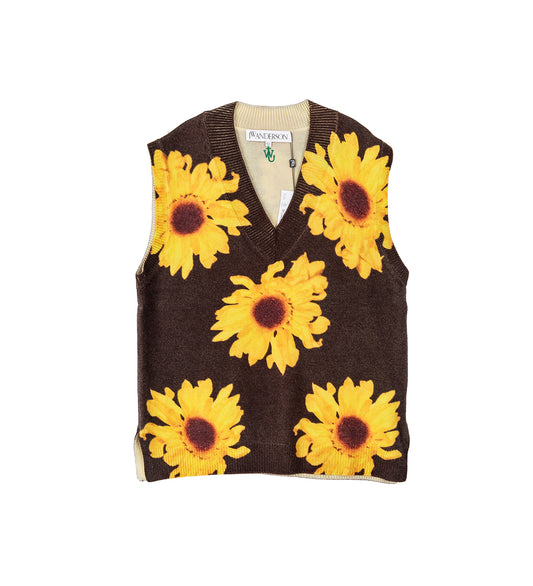 PRINTED VEST DARK BROWN