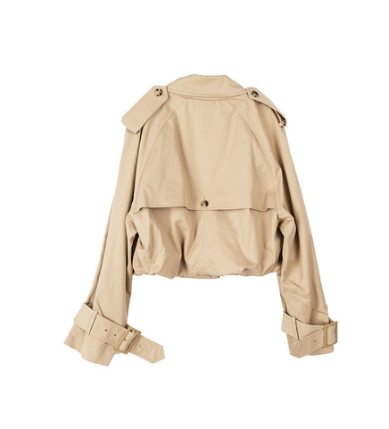 CROPPED TRENCH COAT LIGHT BEIGE