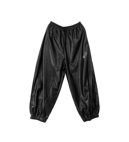 LEATHER BAGGY BOTAN PANTS BLACK